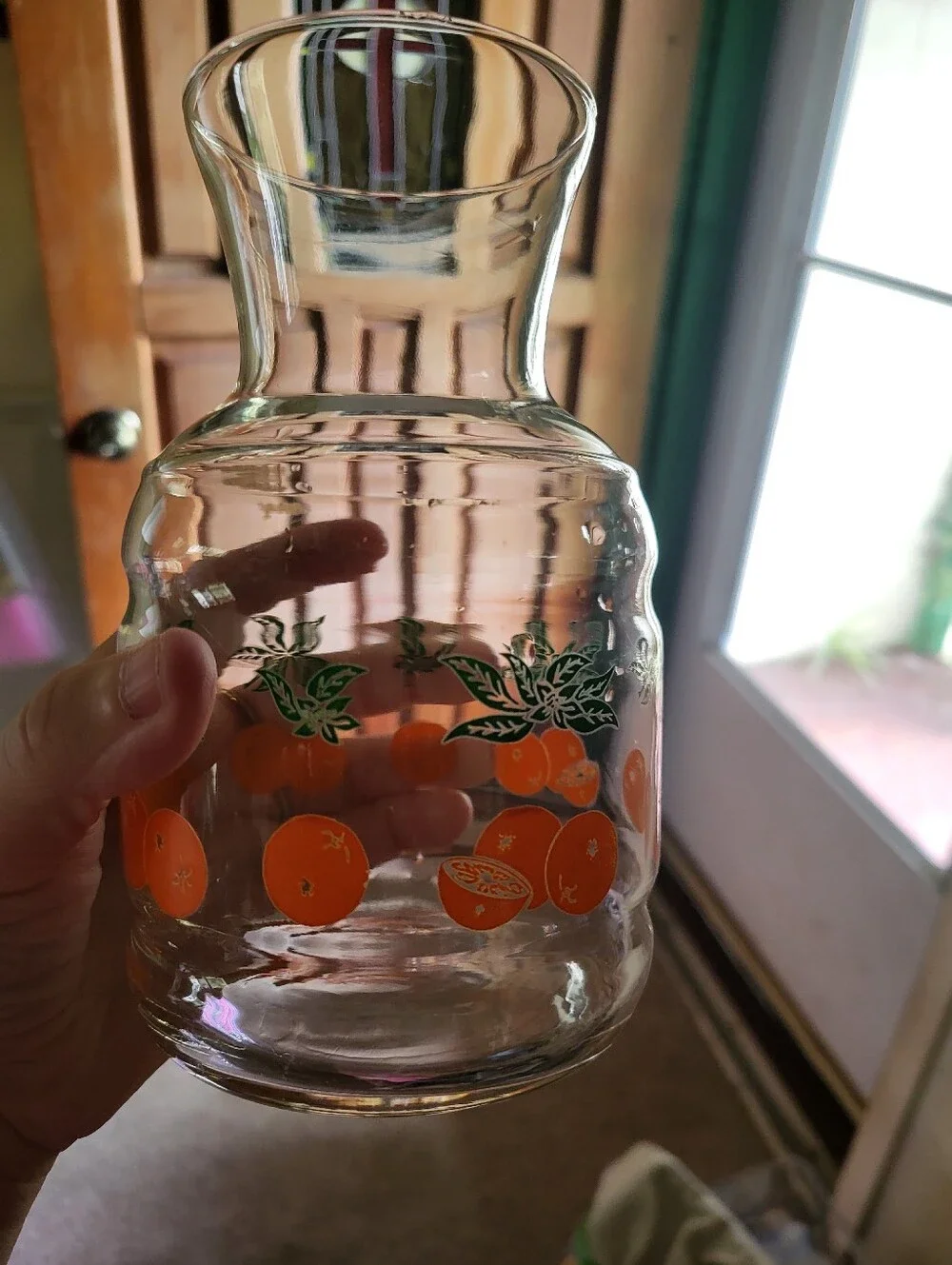 Vintage Anchor Hocking Orange Juice Glass & Juice Carafe